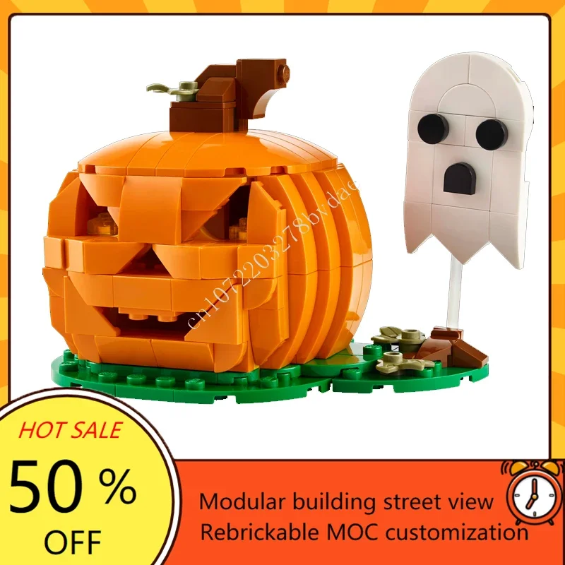 254PCS Light Up Jack-o'-Lantern Modulare MOC Creativo vista stradale Modello Building Blocks Architettura FAI DA TE Modello di Educazione Giocattolo Regalo