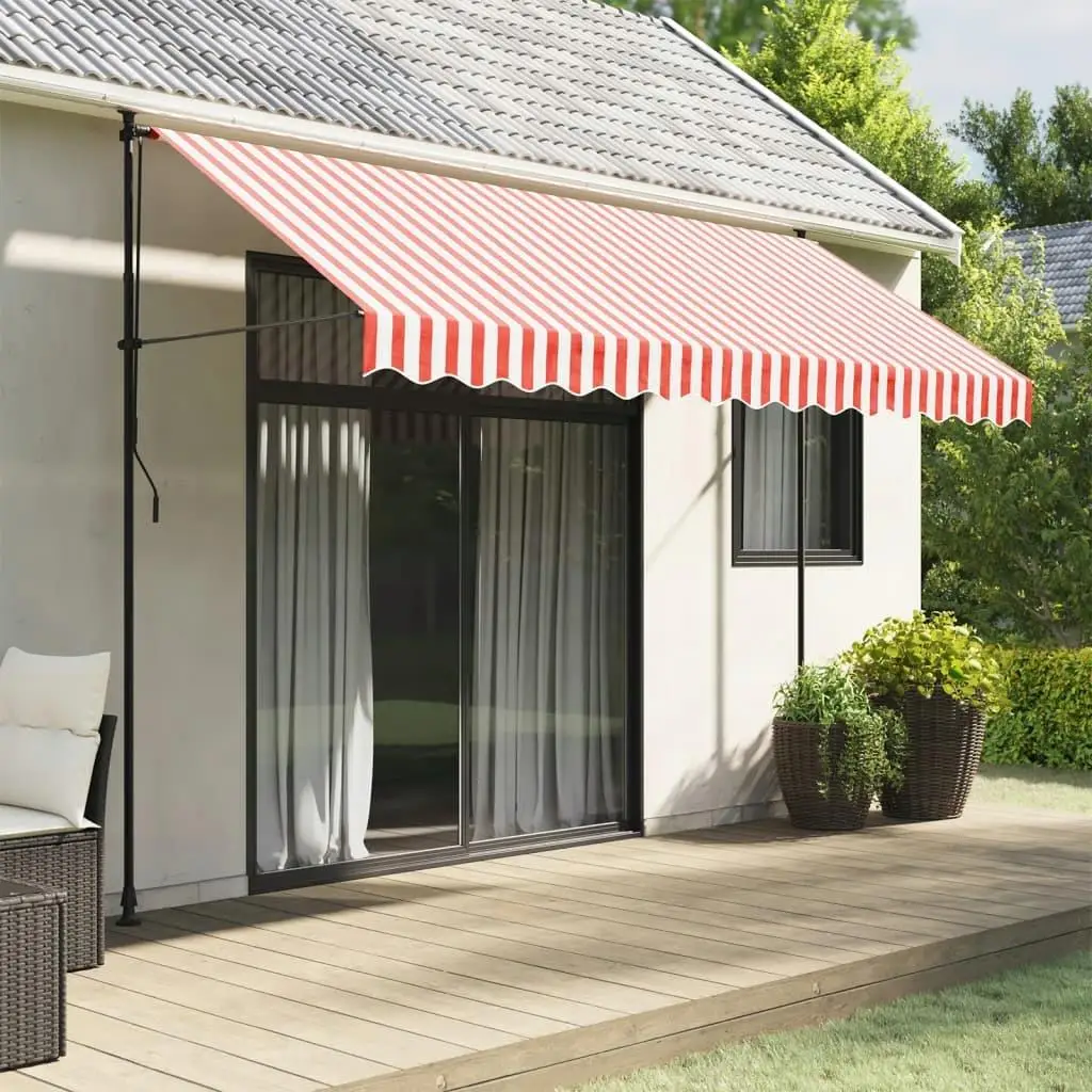 Red & White Stripe for awning Fabric Replacement 3.5x2.5m Waterproof UV-Resistant Outdoor Cover