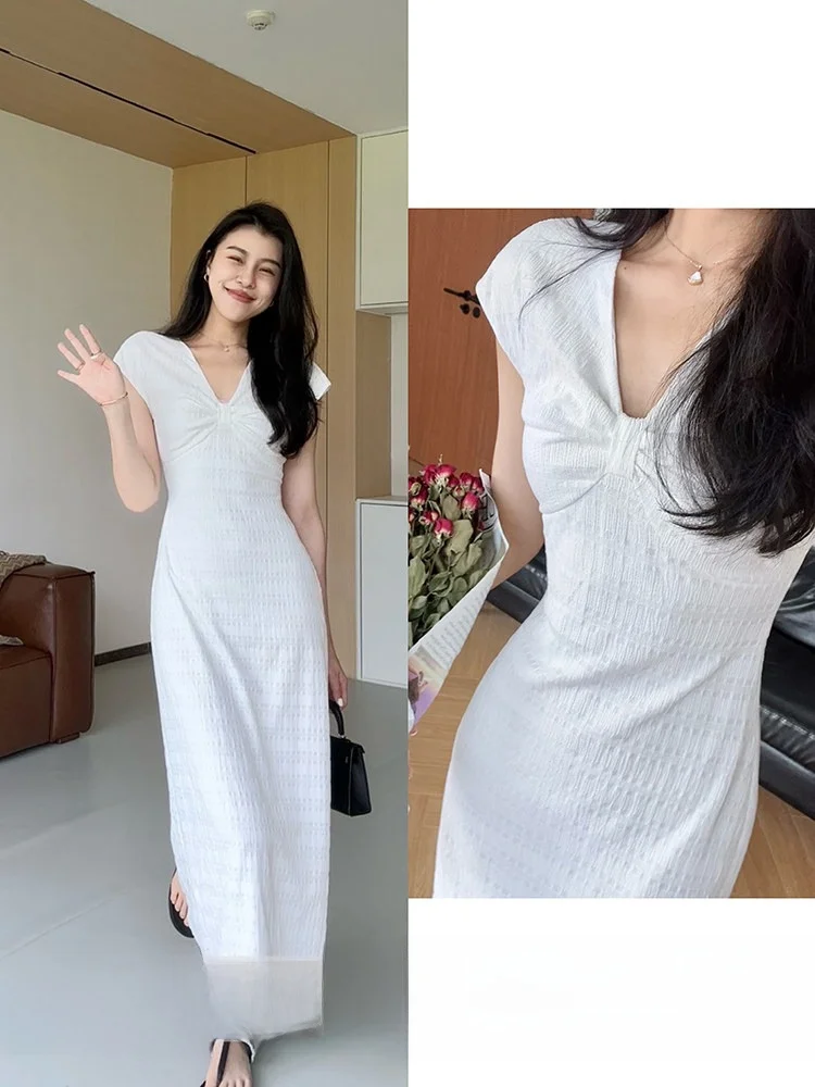 

Летнее платье Zhang a Xing с завышенной талией, цветочным принтом, V-образным вырезом, короткими рукавами-крылышками с узлом, во французском стиле, из полиэстера