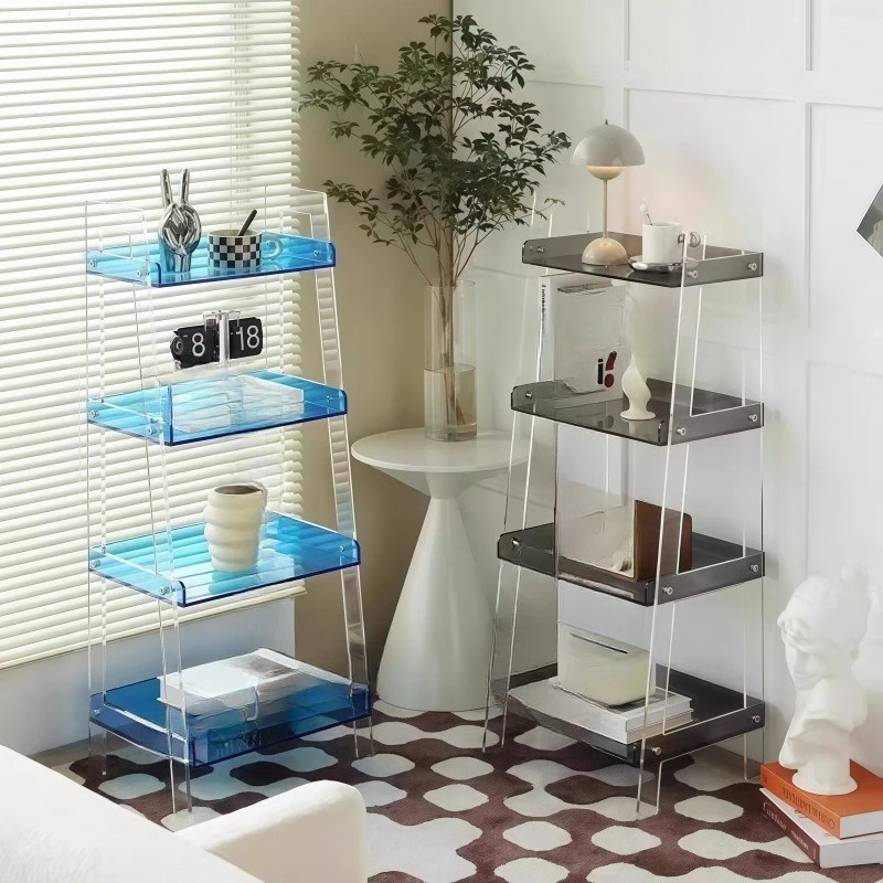 رف بسيط للوجبات الخفيفة من الأكريليك، تخزين متعدد الطبقات، رف كتب صغير لغرفة المعيشة، رف تخزين شفاف للحمام