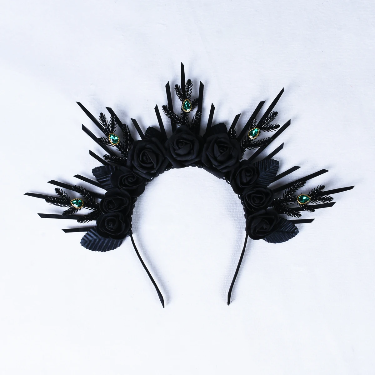 ダークスタイルのリーフローズヘアフープヘッドピース1個。パーティー、フェスティバル、ステージパフォーマンスの衣装やアクセサリーに適しています。