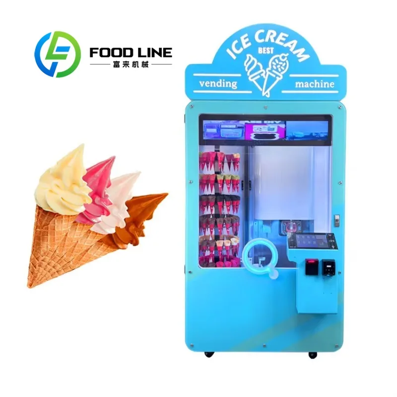 High-tech Smart Ice Cream Robot Vending Machine with Large Capacity and Touch Screen Ice Cream Cone Vending Machine