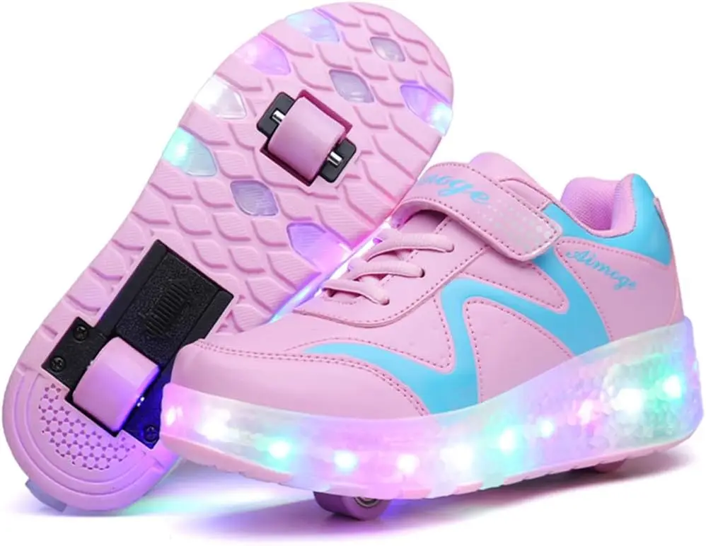 

Ponerait Kids Roller Shoes Boy Girl Sneakers with Wheels Become Sport Sneaker with Led for Christmas Birthday Children Show Gift