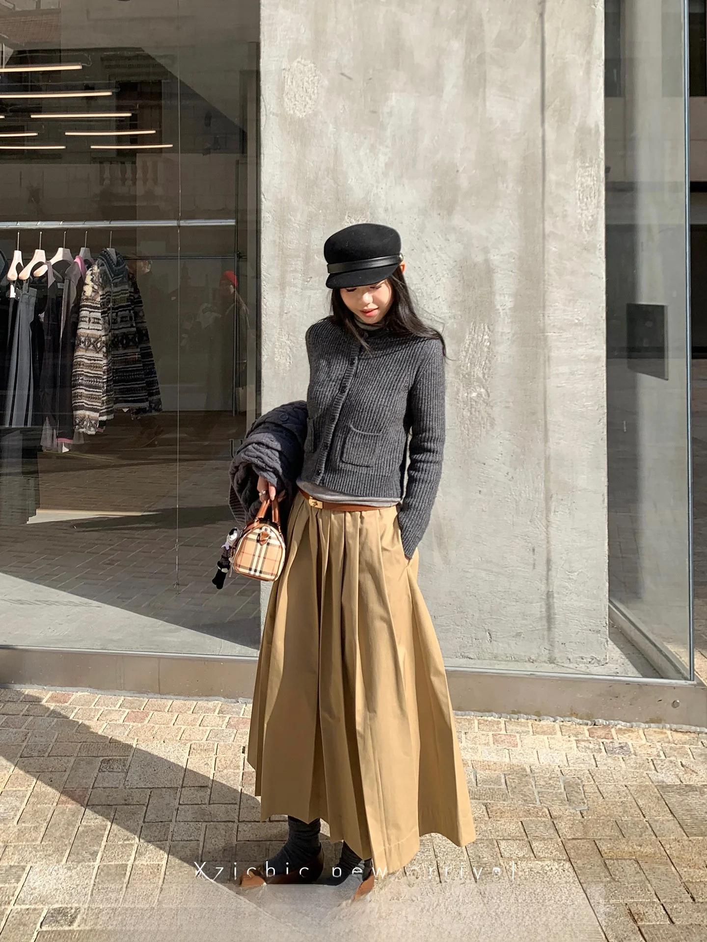 

Женская плиссированная юбка миди Xzichic А-силуэта из дышащей смесовой хлопковой ткани с эластичным поясом, повседневная