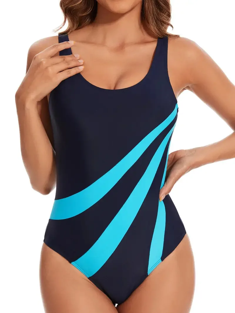 European And American Summer Cross-Border Women's Minimalist Patchwork Series Swimsuit Sexy One-Piece SwimsuitWT1