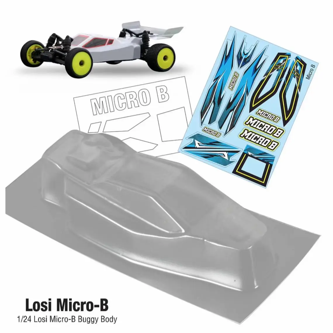 RC Car Accessories Body Shell Transparent PC With Stickers Upgraded Parts Losi 1/24 Micro-B RC