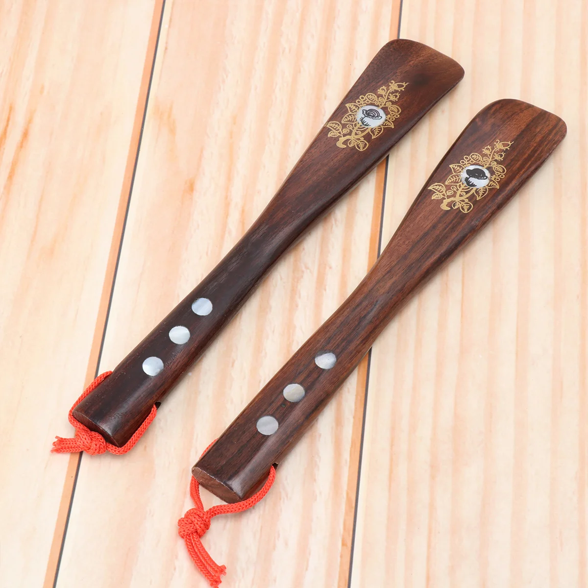 

2pcs 22Cm Wooden Shoe Horn Long Shoe Lifter For Elderly Durable Lightweight Ergonomic Design Home Office Travel Accessory