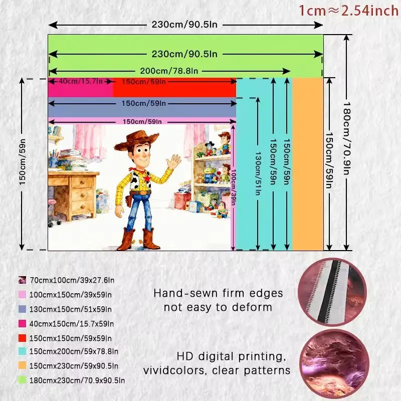 1 Buah Permadani Koboi Woody Disney Pixar Toy Story, Seni Dinding Poliester Berwarna-warni untuk Dekorasi Kamar Tidur Anak-anak Ruang Tamu, Hadiah untuk Penggemar