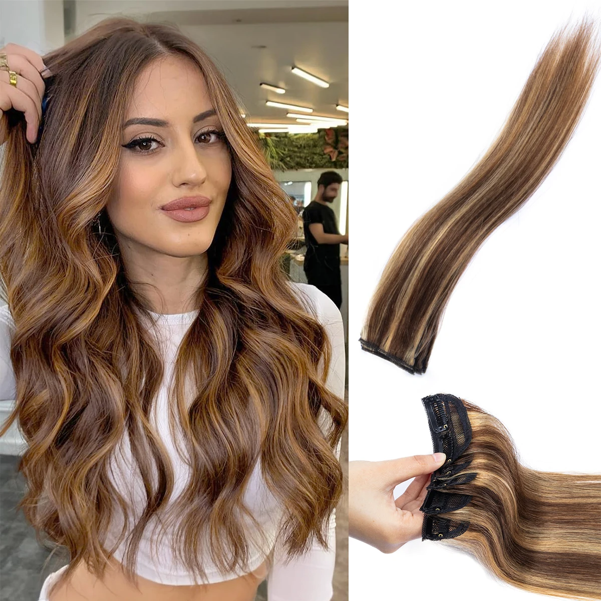 

Накладные пряди из натуральных человеческих волос MRS HAIR, невидимые и бесшовные, для увеличения объема сверху/сбоку, 12-18 дюймов, 30 г, набор из пяти частей. # 02 Накладка для волос