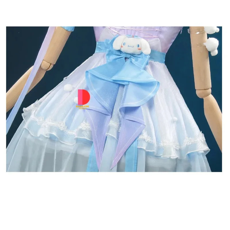 CyHonor of Kings Yao juego de piel de perro de orejas grandes disfraz de Cosplay Ull conjunto de ropa de mujer lindo y hermoso vestido azul