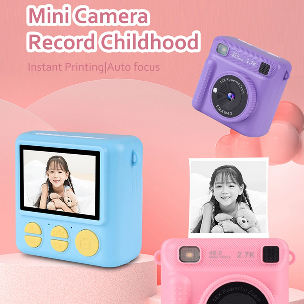 Portable Instant Print Camera for Kids  1080P HD Video Camera with 3 Rolls Photo Paper and 32GB Card Perfect Toy for Toddlers