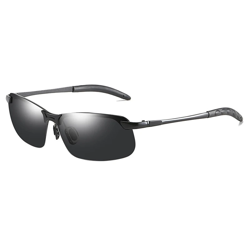 Half-frame Photochromic Sunglasses Men Women Vintage Metal Polarized Sun Glasses For Male Night Vision Driving Shades