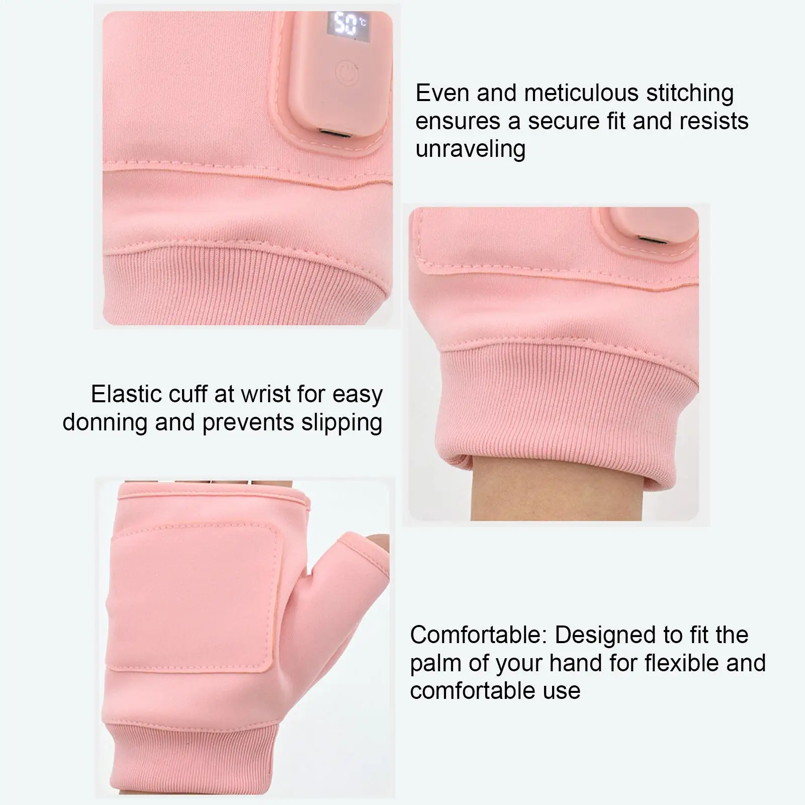 

Heated Gloves For Women Half Finger Running Mittens USB Rechargeable Electric Thermal Hand Gloves For Women Outdoor Sports Cold
