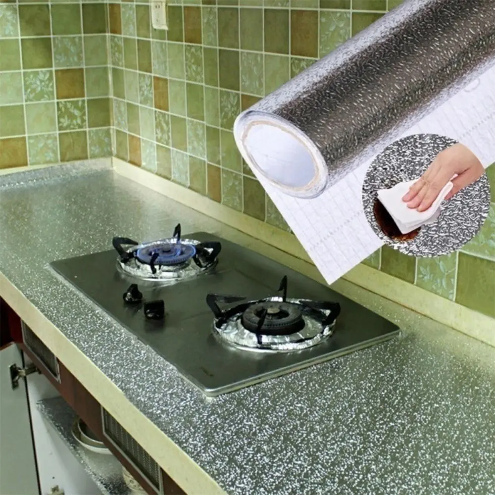 40x300cm Kitchen Oil-proof Self Adhesive Stickers Anti Fouling High Temperature Waterproof Aluminum Foil Wallpaper view 4