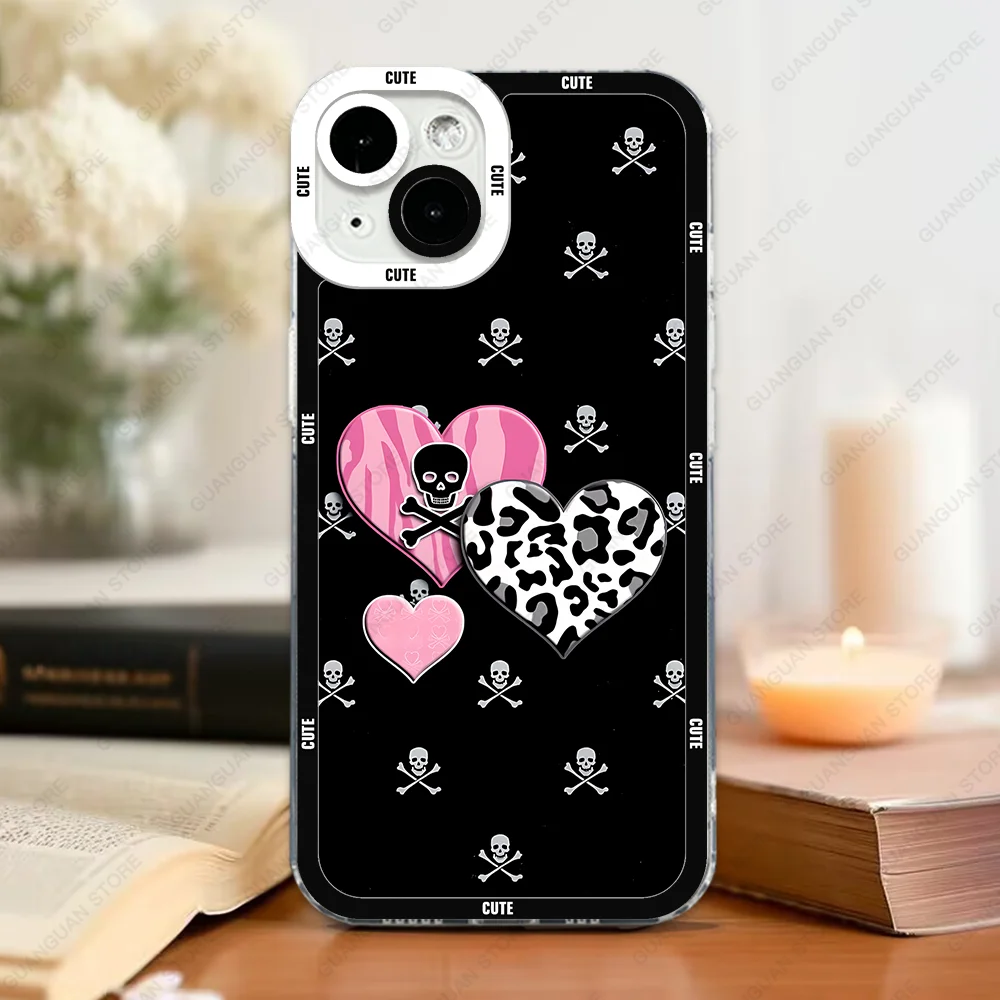 Y2K Style Cute Phone Case For iPhone 16 15 14 13 Pro Max 12 Mini 11 XS X XR SE 7 8 Plus Soft Cover