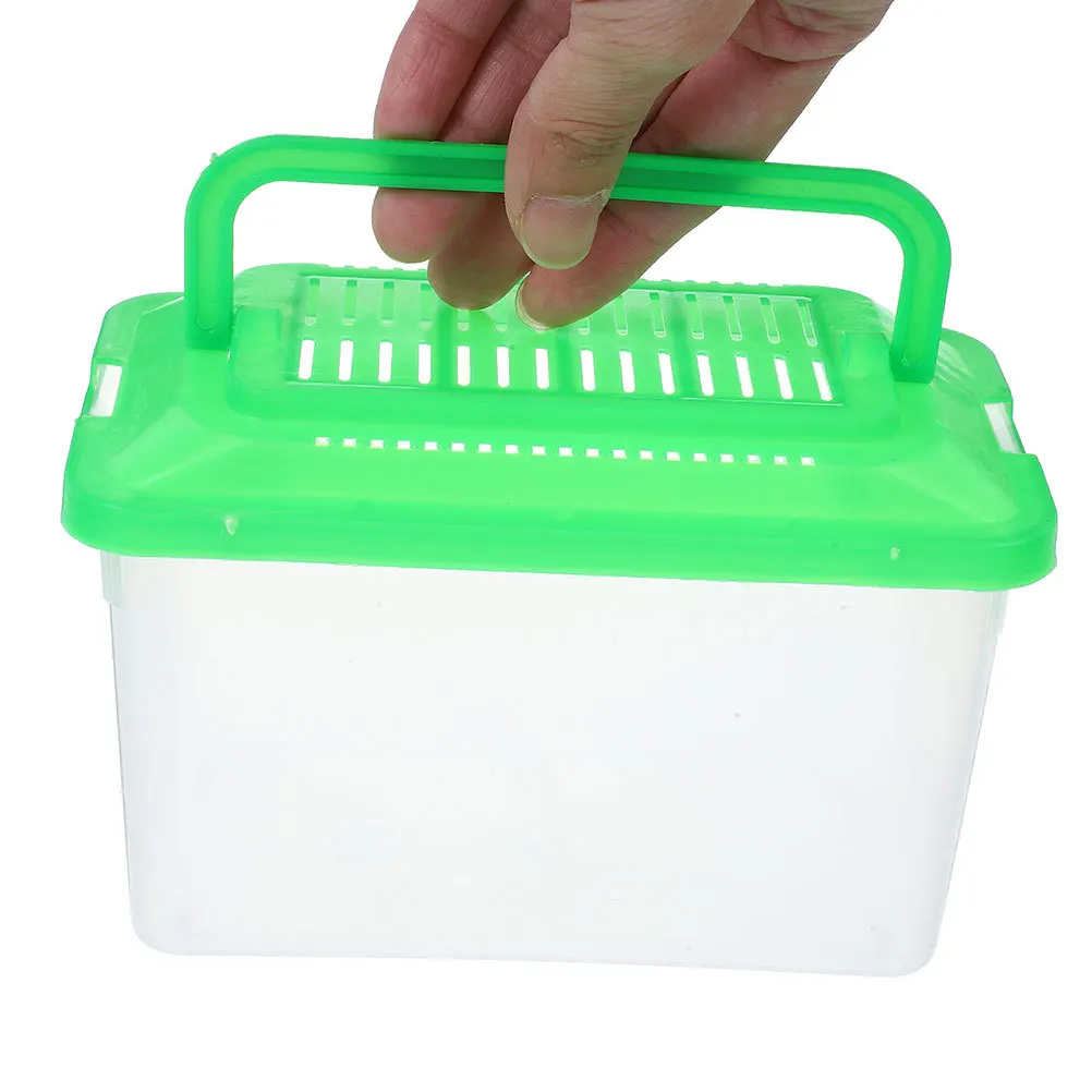 

2Pcs Small Transparent Portable Reptile Carrier Handheld Fish Tank Pet Box Breeding Case Mini Turtle Cage Critter Keeper