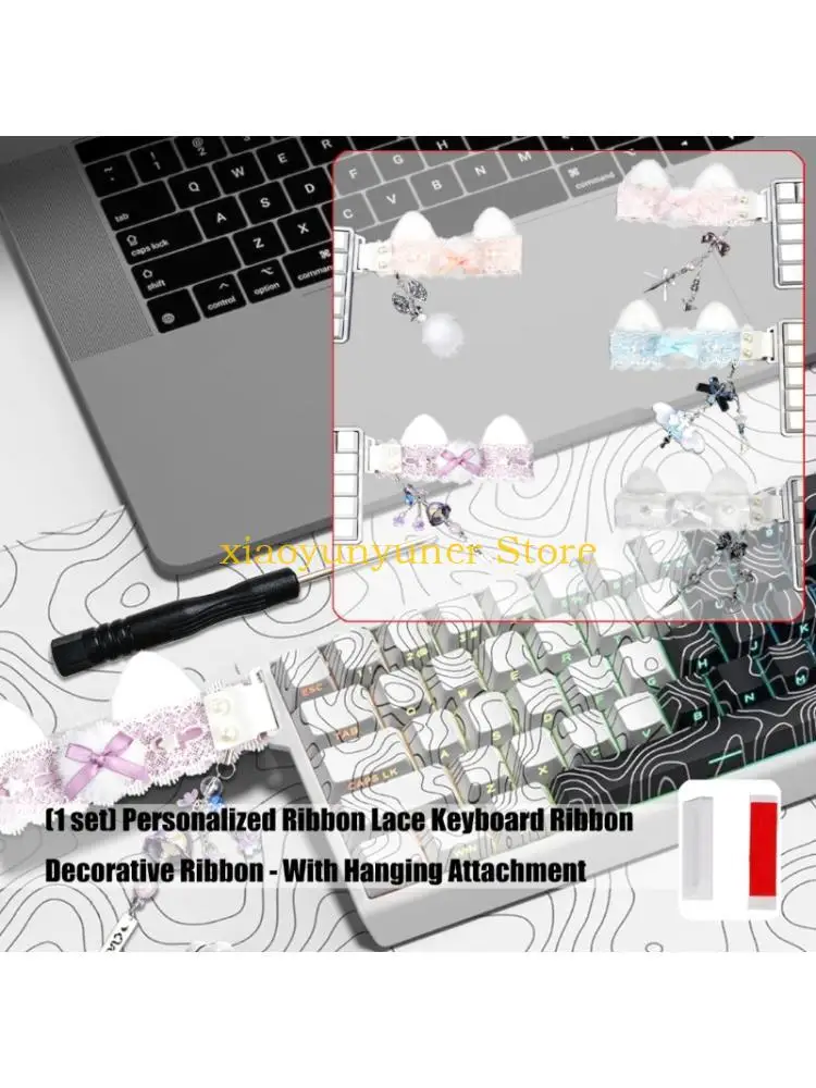 P9JB Elegant Trim Trimmed Fabric Ribbon Computer Keyset Decoration Quick Arrange Addition