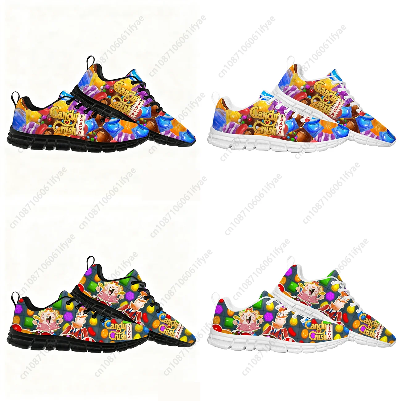 

Кроссовки Candy Crush Saga: высококачественные, дышащие, с мультяшным дизайном, для мужчин, женщин и подростков, на заказ, парные, для любителей игры