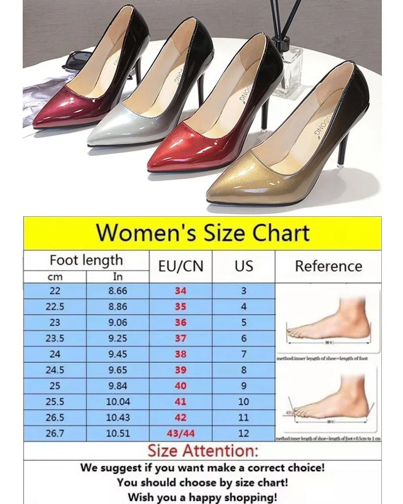 Women's Pointed Toe Thin Heels Patent Leather Wedding Party Ombre Shoes