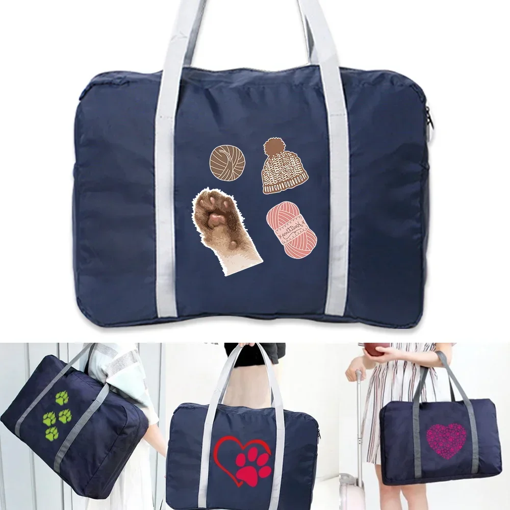 

Travel Bag Luggage Foldable Duffle Bag Organizers Large Capacity Portable Dog Footprints Printed Luggage Bag Travel Accessories