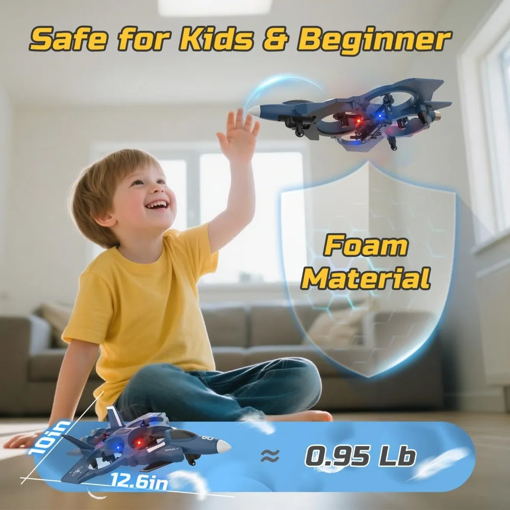 Dron Jet de combate de espuma para niños, avión de control remoto con vuelo fácil, Auto Hover, 360 °   Flips y baterías duales