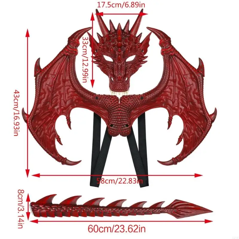 J2FF Dragon Wings Tail Cosplays Disfraz Fotografía Accesorios Halloween Dragon Wings Set