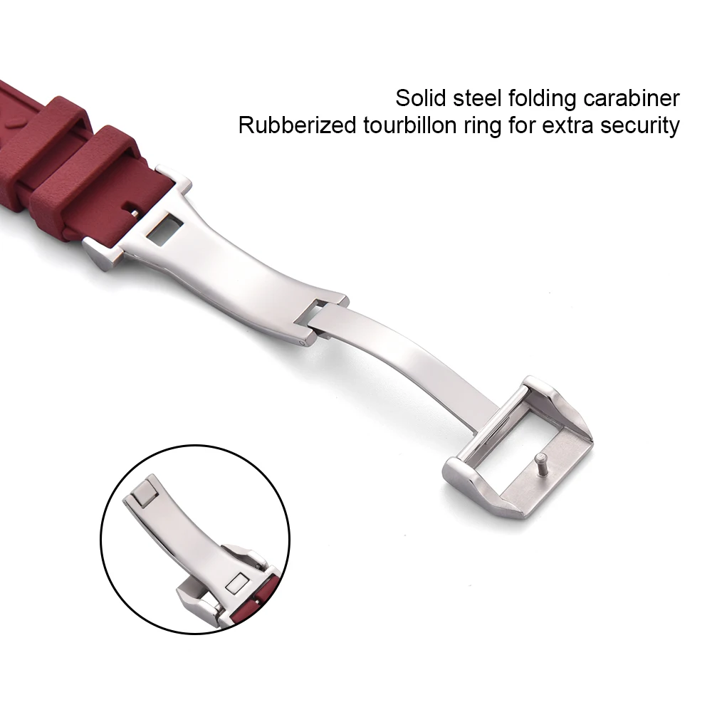 For IWC PILOT Portugal 20mm 21mm 22mm FKM Rubber Watch Straps Heavy Duty Waterproof Quick Release Fluoroelastomer Watch Bands