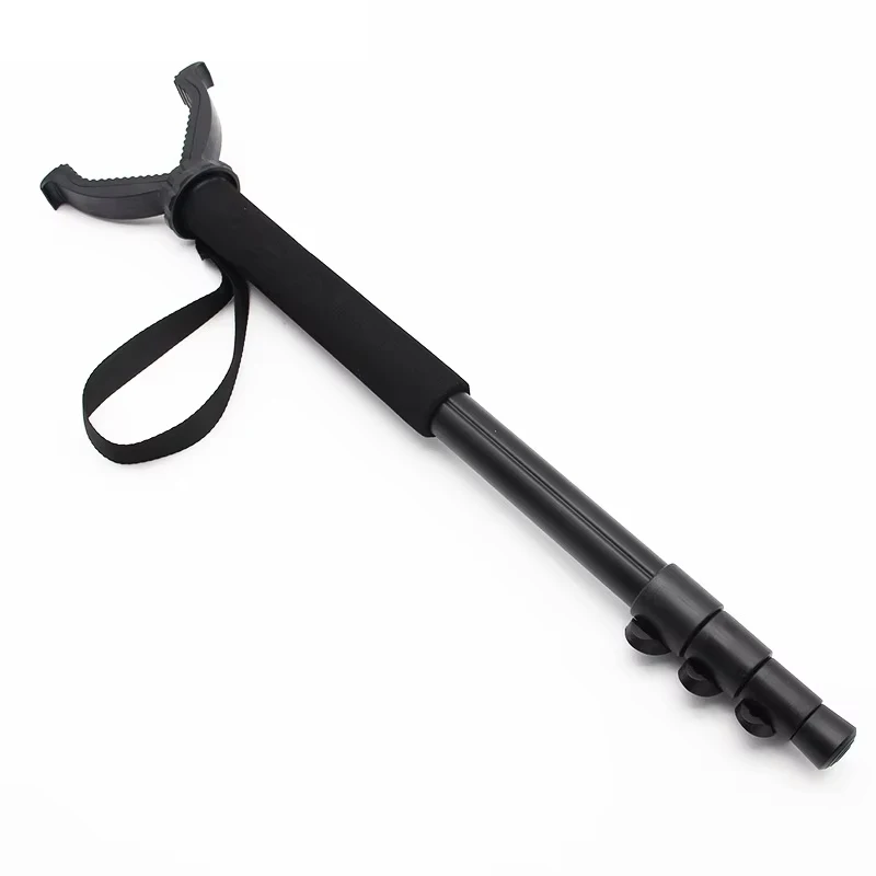 DIZETION Aluminum Hunting Shooting Accessory V Shaped Rotating Yoke Monopod Telescopic Shooting Stick Hunting Stick