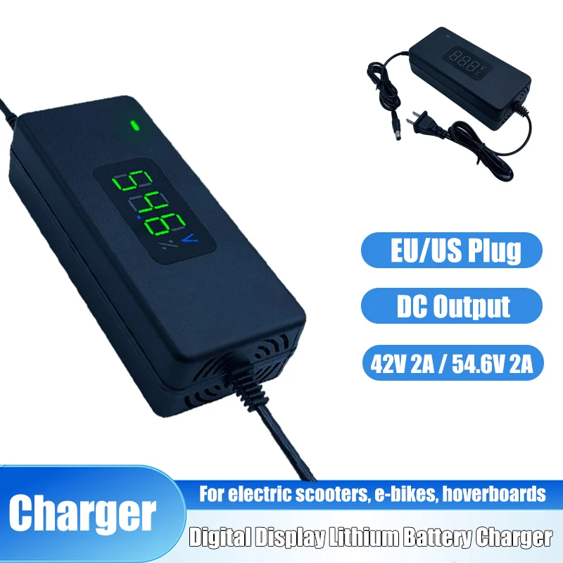 New Design Lithium Battery Charger 42V/54.6V 2A with Digital Display and Cooling Fan For 36V/48V Cars Lithium-ion Batteries