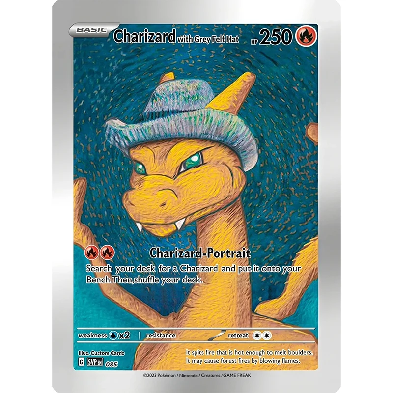 DIY Pokemon Netherlands Van Gogh Museum Pikachu Charizard Self Made Collection Cards Game Anime Japanese Letters Cards Gift Toy