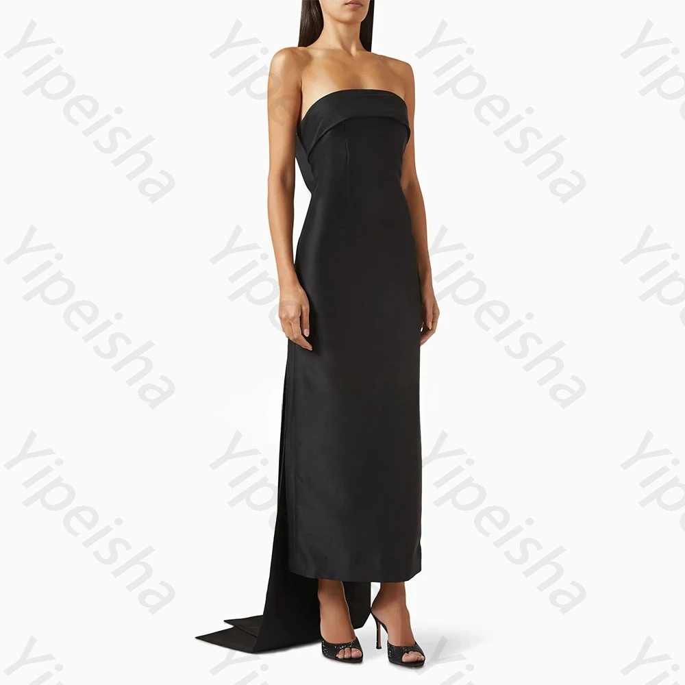 

Элегантные атласные вечерние платья без бретелек с большим бантом, сексуальное длинное платье без рукавов, изысканные платья для выпускного вечера высокого качества по индивидуальному заказу