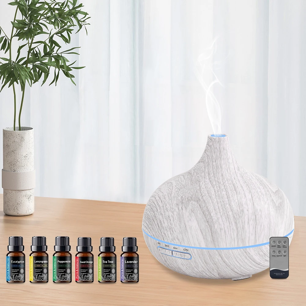 ناشر للمنزل للمنزل للمنزل زيت طبيعي ناشر زيت عطري 550 مللي مرطب عطري بالموجات فوق الصوتية مع جهاز تحكم عن بعد 6 Oi