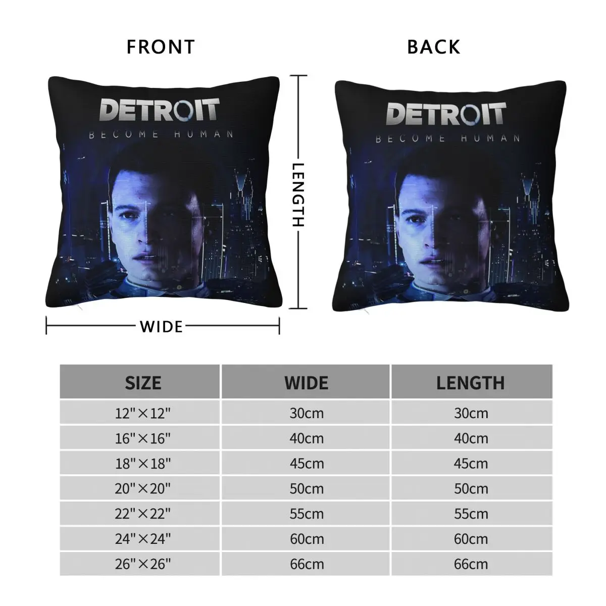 Detroit Become Human Connor Square Pillowcase Polyester Linen Velvet Creative Zip Decorative Pillow Case Bed Cushion Cover