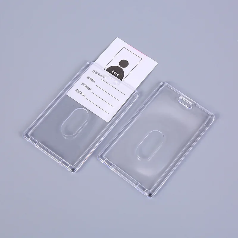 Acrylic Chest ID Tag Dual-sided Transparent Working Permit Case Badge Holder Pass Work Card Cover Sleeve with Slide Card Window