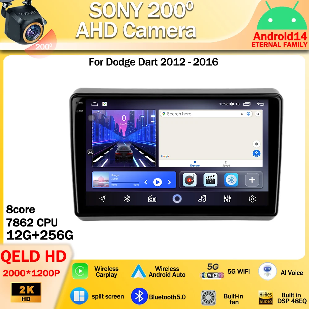 

Система Android 14 для Dodge Дротика 2012-2016, автомобильное радио, мультимедийный видеоплеер, навигатор GPS, Android, No 2din, DVD, 4G, Wi-Fi, Carplay