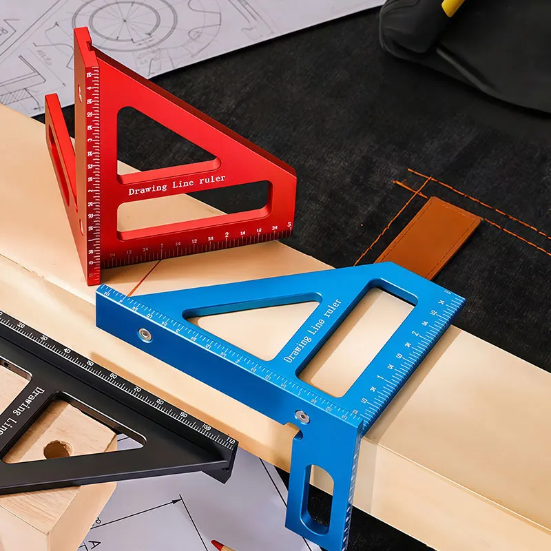 

45°90° Aluminum Multi-Angle Measuring Ruler Square Protractor for Woodworking Miter Triangle-Ruler Utility Tracing Meter Tool