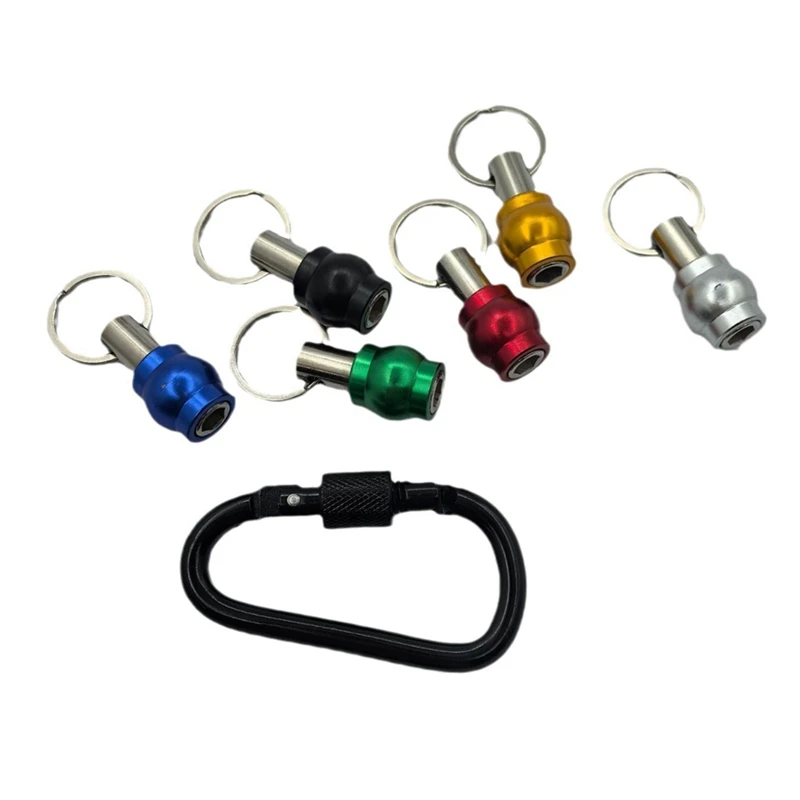 Katerk 6Pcs Hex Shank Screwdriver Bits Holder Set With Black Carabiner, Quick-Change, Lightweight