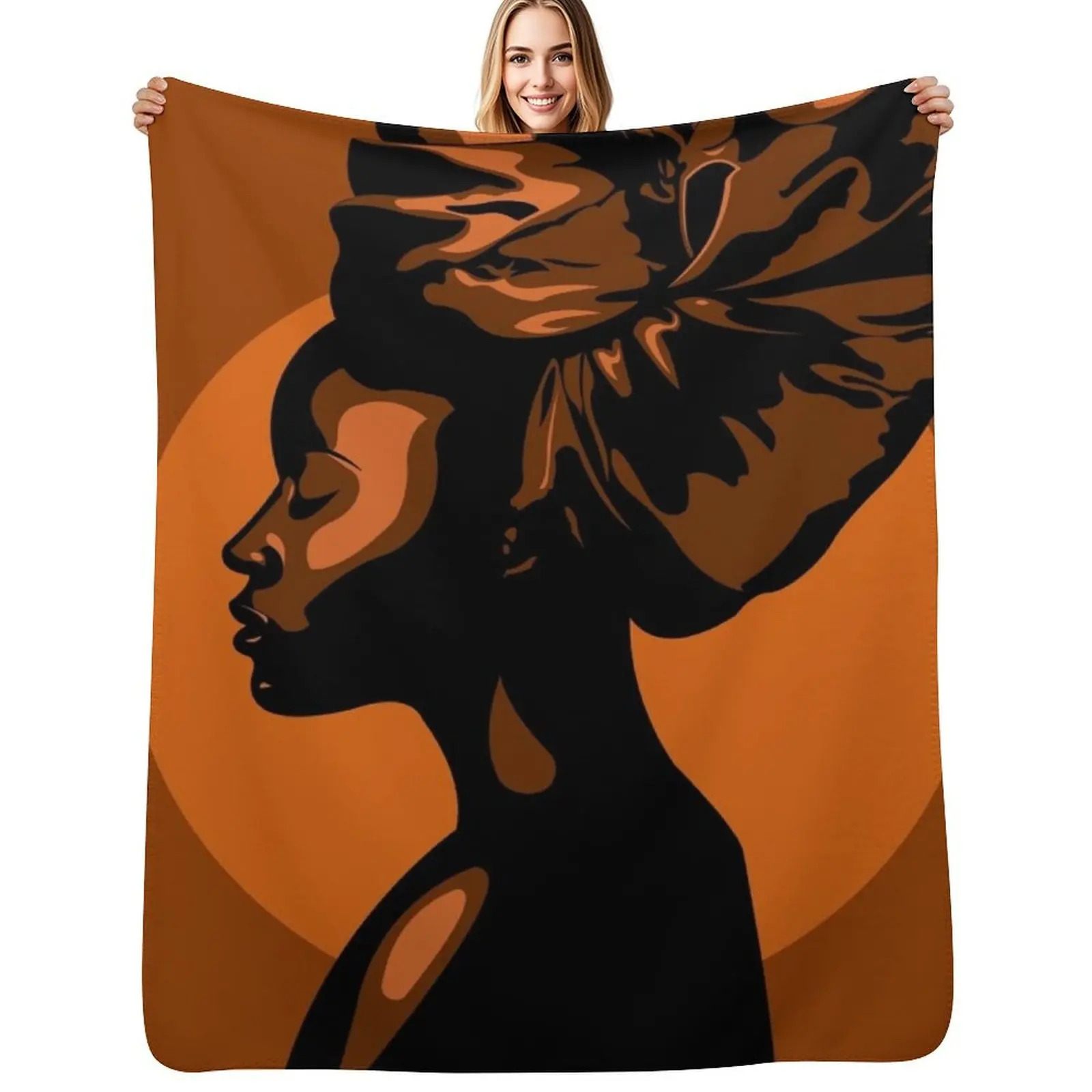 African Woman Silhouette Illustration Throw Blanket Tourist Quilt Sofas Plaid on the sofa Hairys Blankets For Baby Blankets