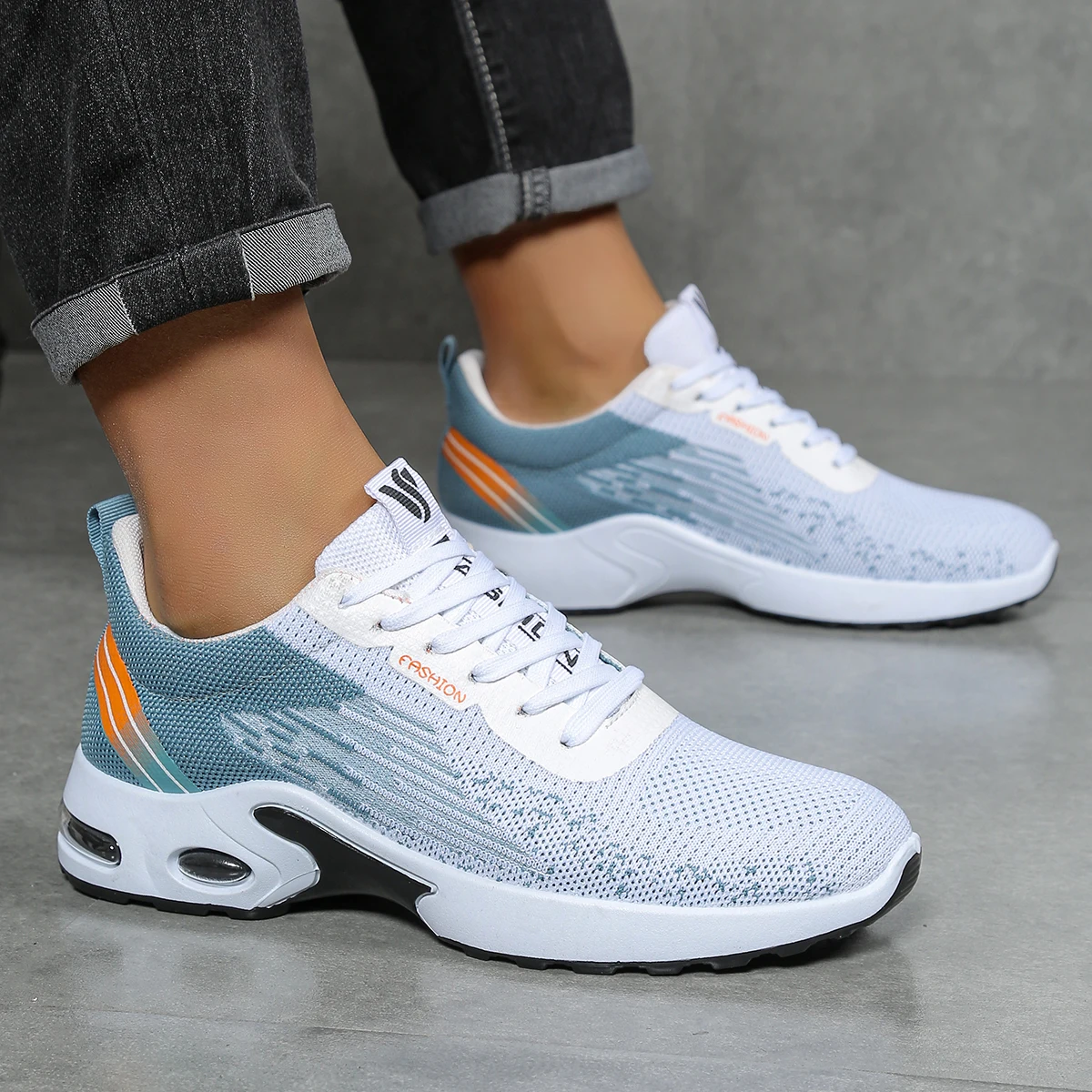 

2026 Men's shoes, men's casual shoes, breathable mesh, air-cushioned, soft-soled, color-blocked fashionable sports shoes