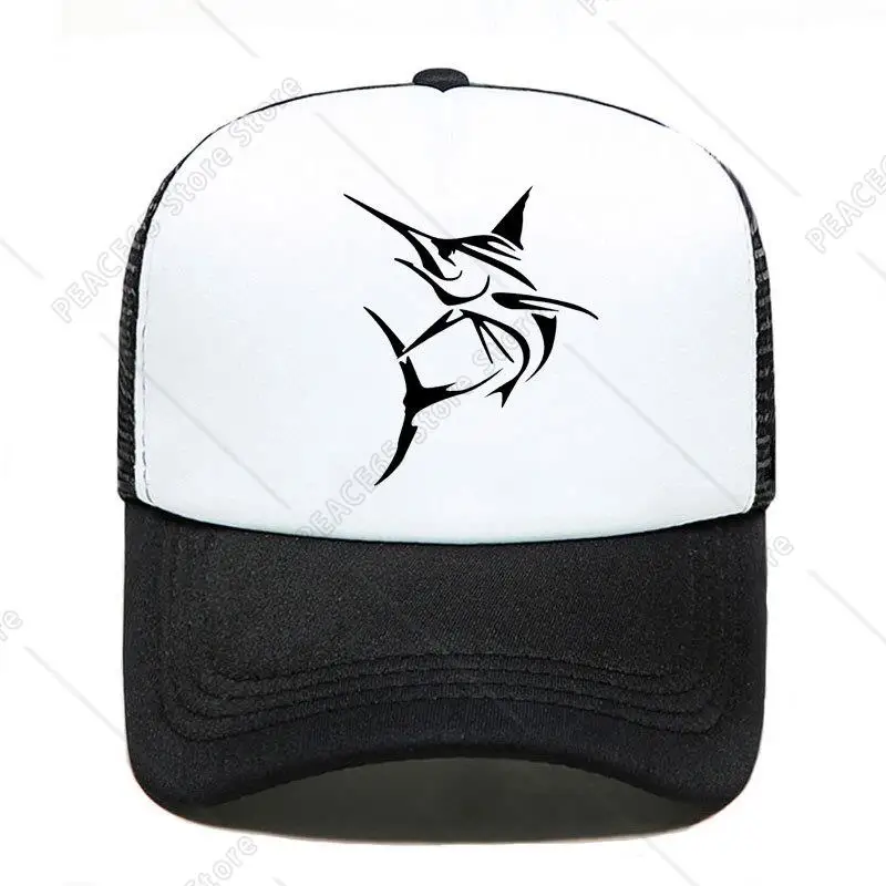 

Marlin Fish Large Swordfish Fishing Print Baseball Cap Men Women Parent-Child Hats Mesh Visor Outdoor Sun Hat Adjustable Caps