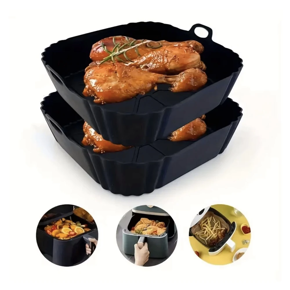 قطعة واحدة من بطانة مقلاة الهواء المصنوعة من السيليكون القابلة لإعادة الاستخدام - حصيرة خبز قابلة للطي وغير لاصقة - مقاومة للحرارة، ملحقات الطبخ في المطبخ