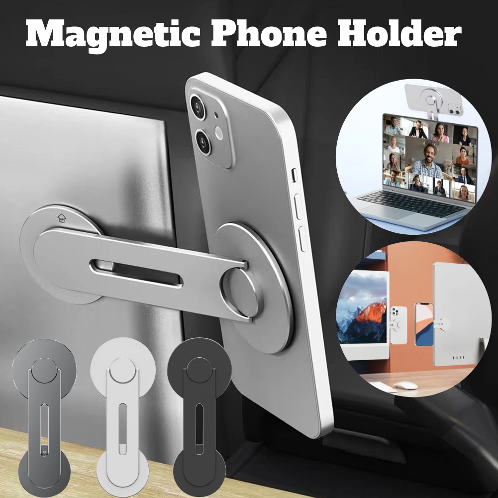 Magnetic Phone Holder Foldable Stand Screen Support magsafe Metal Laptop Phone Stand Monitor Display Side Mount For IPhone 14/13