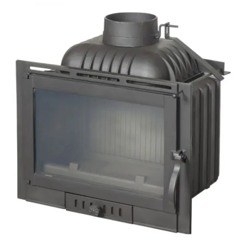 All modern indoor cast iron built-in wood burning stoves. Built-in fireplace with top flue for living rooms and apartments