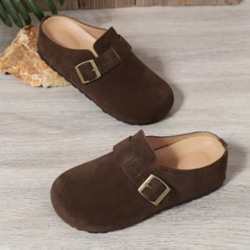 الشقق النعال النساء Slingback الصيف الجلد المدبوغ أحذية البغال مريحة الصنادل النسائية الجديدة 2025 فستان كاجوال الشرائح العلامة التجارية Zapatos De Mujer #6