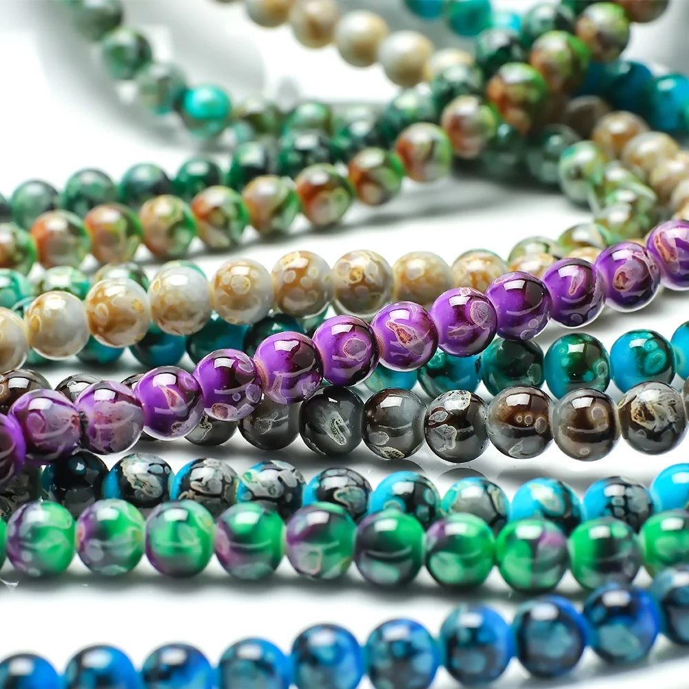 95 Stück 8 mm große runde Perlen aus Kristallglas, imitiertes Jade-Naturstein für DIY-Schmuckherstellung, Armbänder, Zubehör