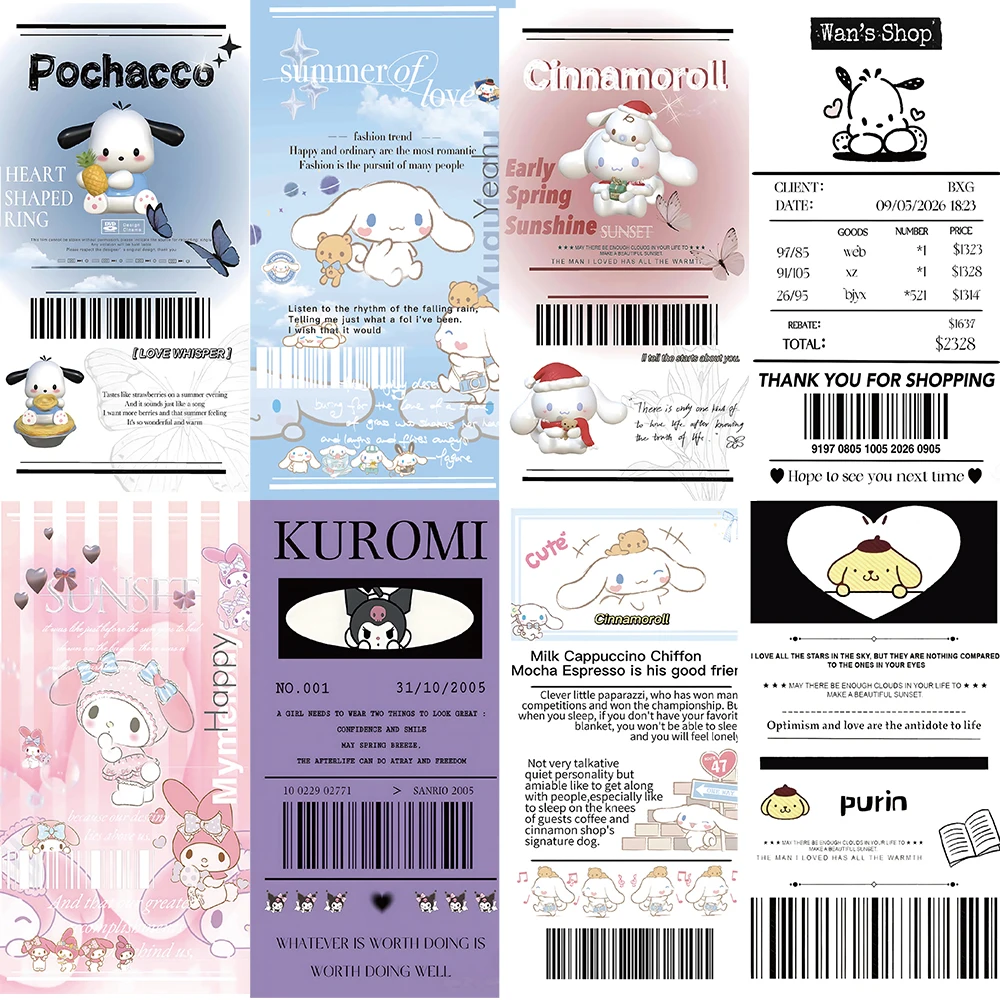 10/30/60pcs Kawaii Anime Sanrio Sealing Labels Stickers Aesthetic Hello Kitty My Melody Sticker Cute Cartoon Decals Kids DIY Toy