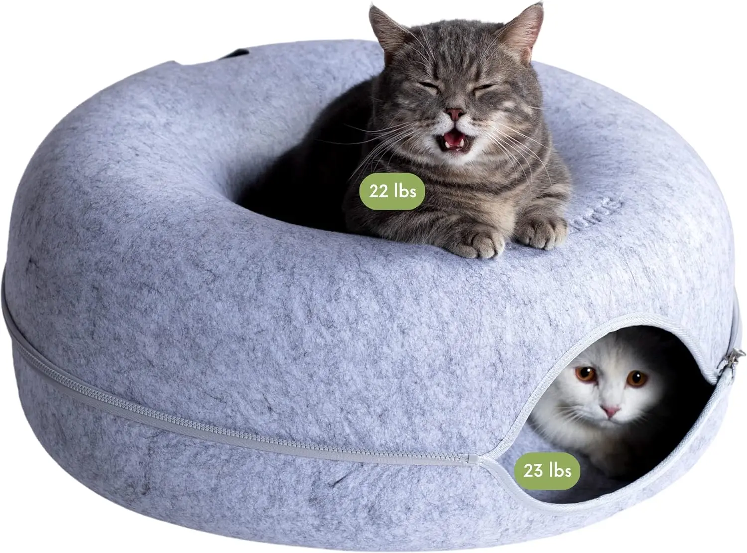 

Large Self-Warming Cat Bed with Tunnel & Scratcher for Multiple Cats up to 45 lbs, Washable Light Gray