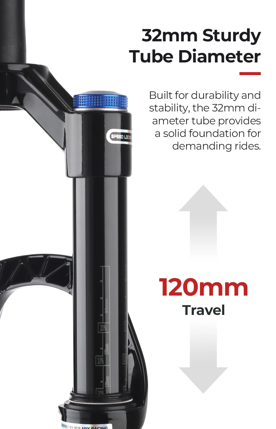 BOLANY MTB Luftgabel 26 27,5 29 Zoll 120 mm Federweg-Luftölfederung 9 x 100 mm QR Leichte Fahrradgabel R29 Fahrradzubehör Teil – Detail 5