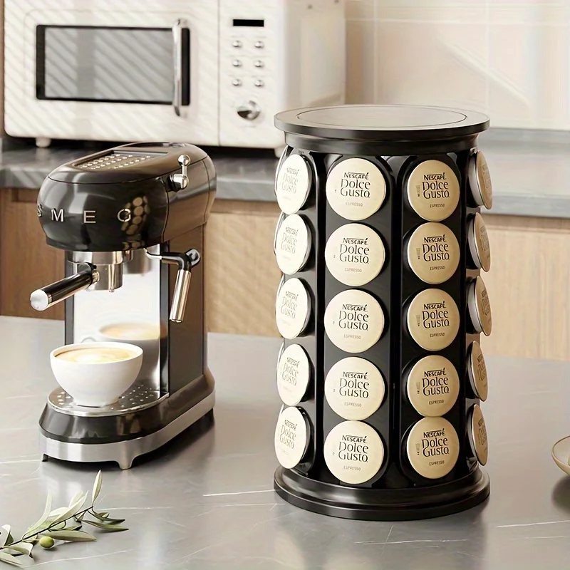 New Capsule Coffee Shelf360Degree Rotating Storage and Storage Rack Milk Capsule Hanging Capsule Display Rack，Can Accommodate40O