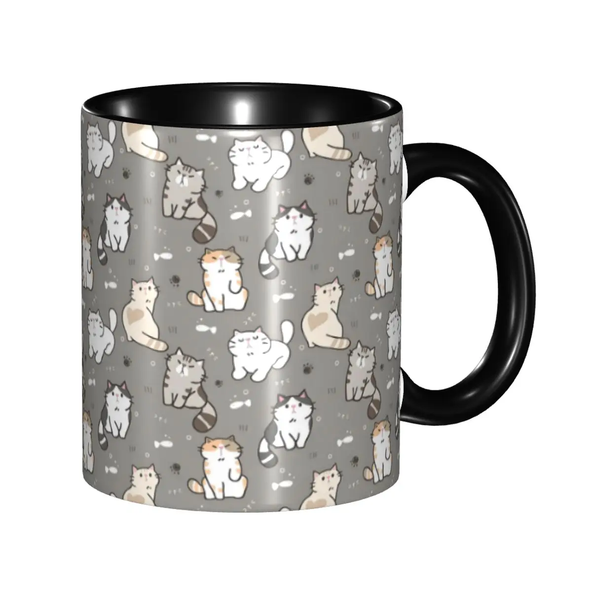 

Personalized Cute Black Cat Coffee Mugs DIY Colorful Pattern Oil Painting Ceramic Mug Cup Creative Gift